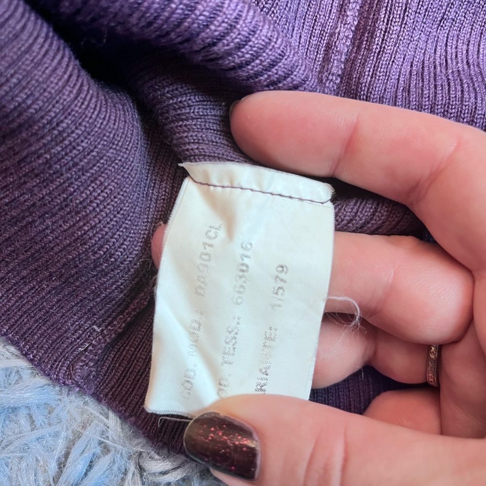 Missoni Wool Blend Purple Bishop Sleeve V-Neck Sweater Top Size S - Picture 8 of 8